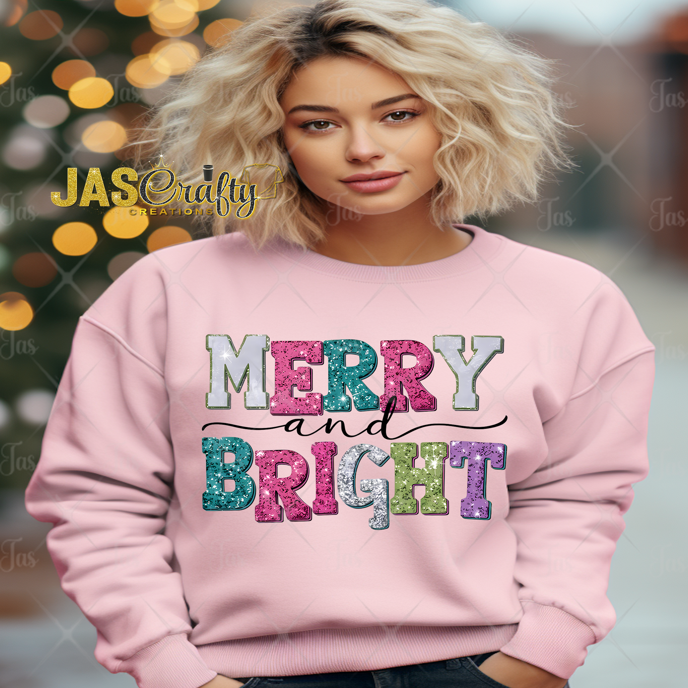 MERRY AND BRIGHT READY TO PRESS TRANSFER
