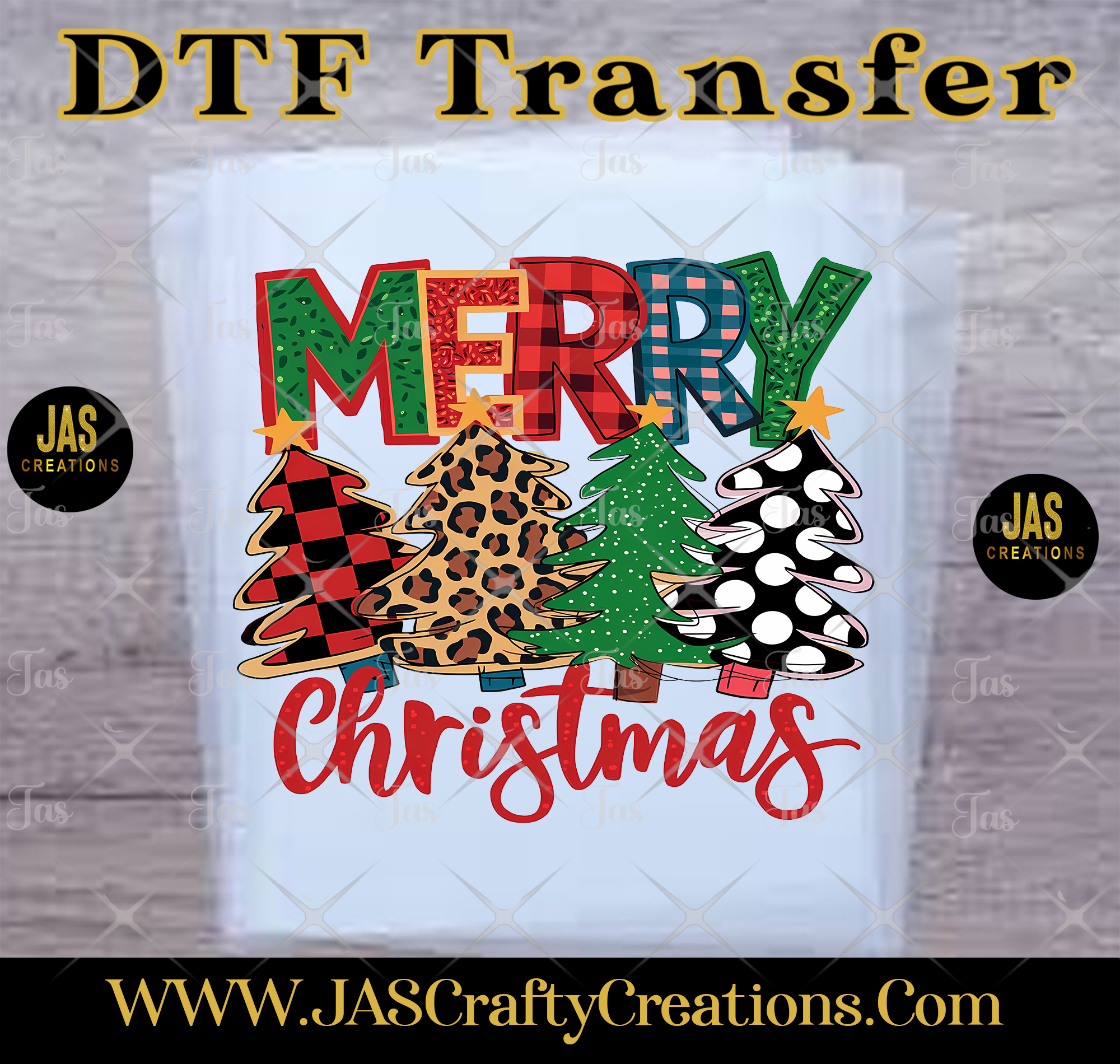 MERRY CHRISTMAS TREES READY TO PRESS TRANSFER