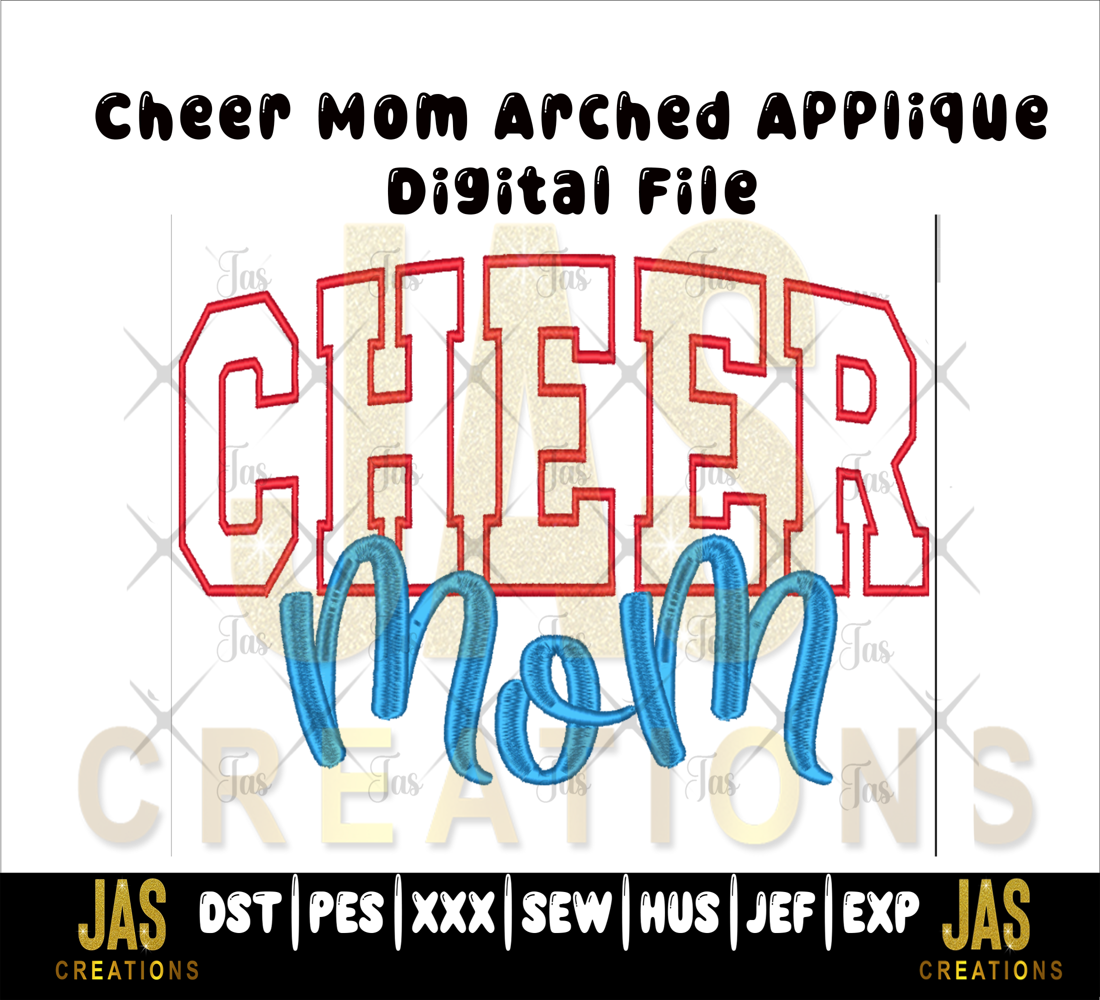 CHEER MOM VARSITY SATIN APPLIQUE DIGITAL FILE