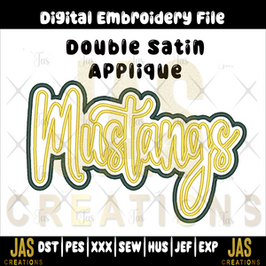DOUBLE SATIN MUSTANGS APPLIQUE DIGITAL FILE