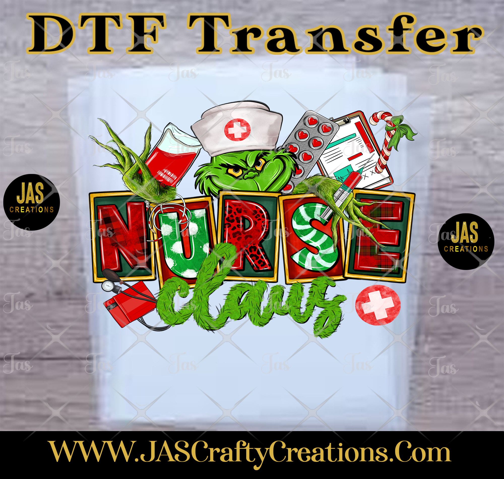 MEAN GREEN GUY NURSE CLAUS READY TO PRESS TRANSFER