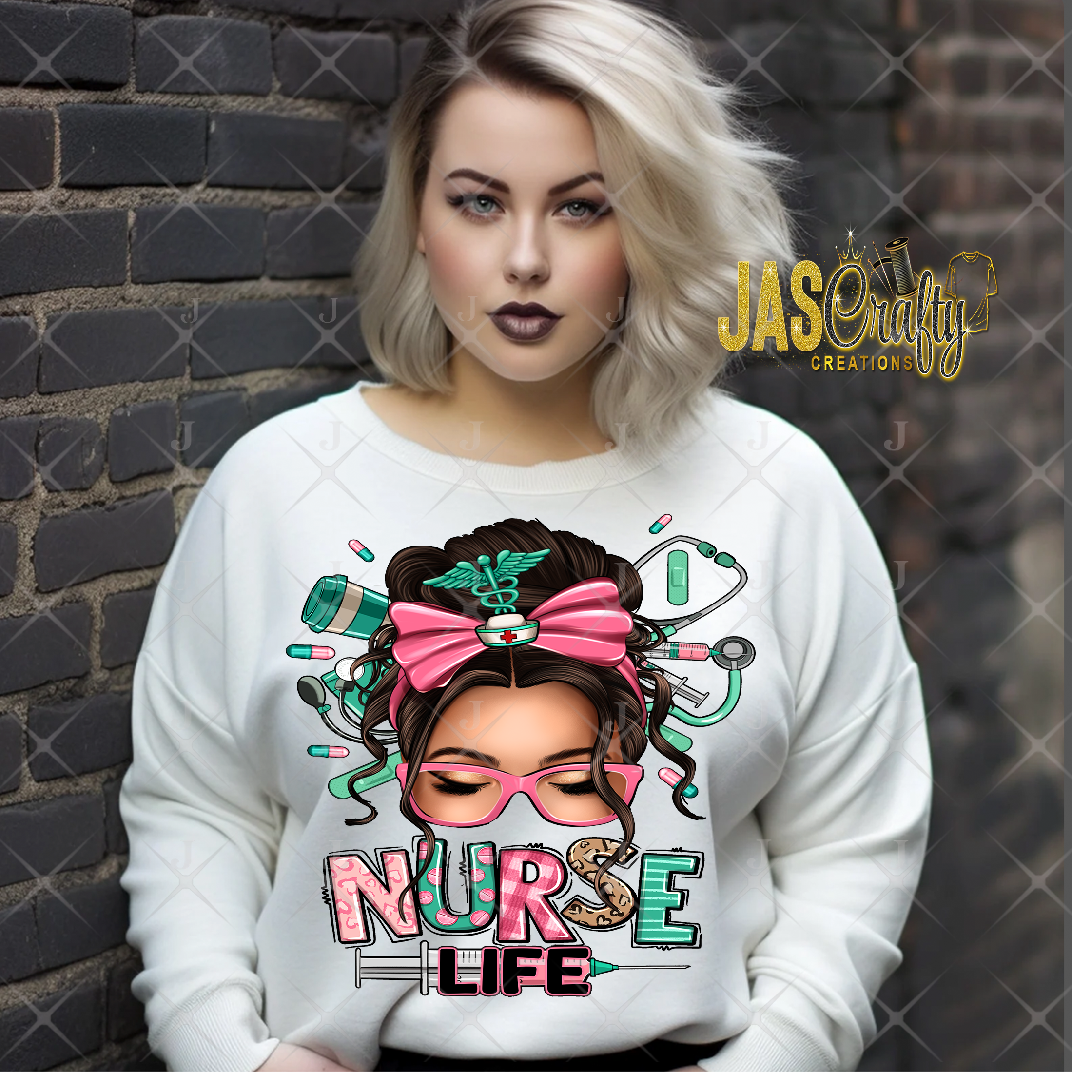 NURSE LIFE MESSY BUN READY TO PRESS TRANSFER