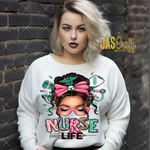 Load image into Gallery viewer, NURSE LIFE MESSY BUN READY TO PRESS TRANSFER
