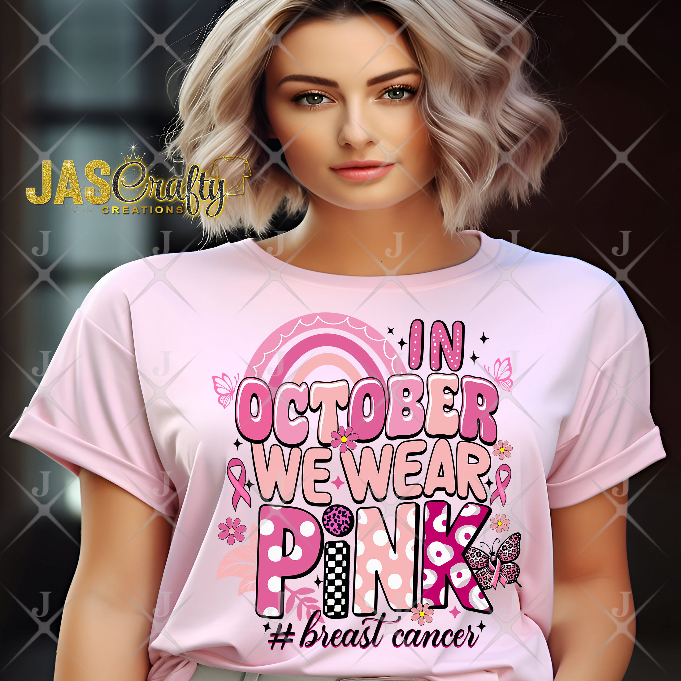 IN OCTOBER WE WEAR PINK RETRO READY TO PRESS TRANSFER