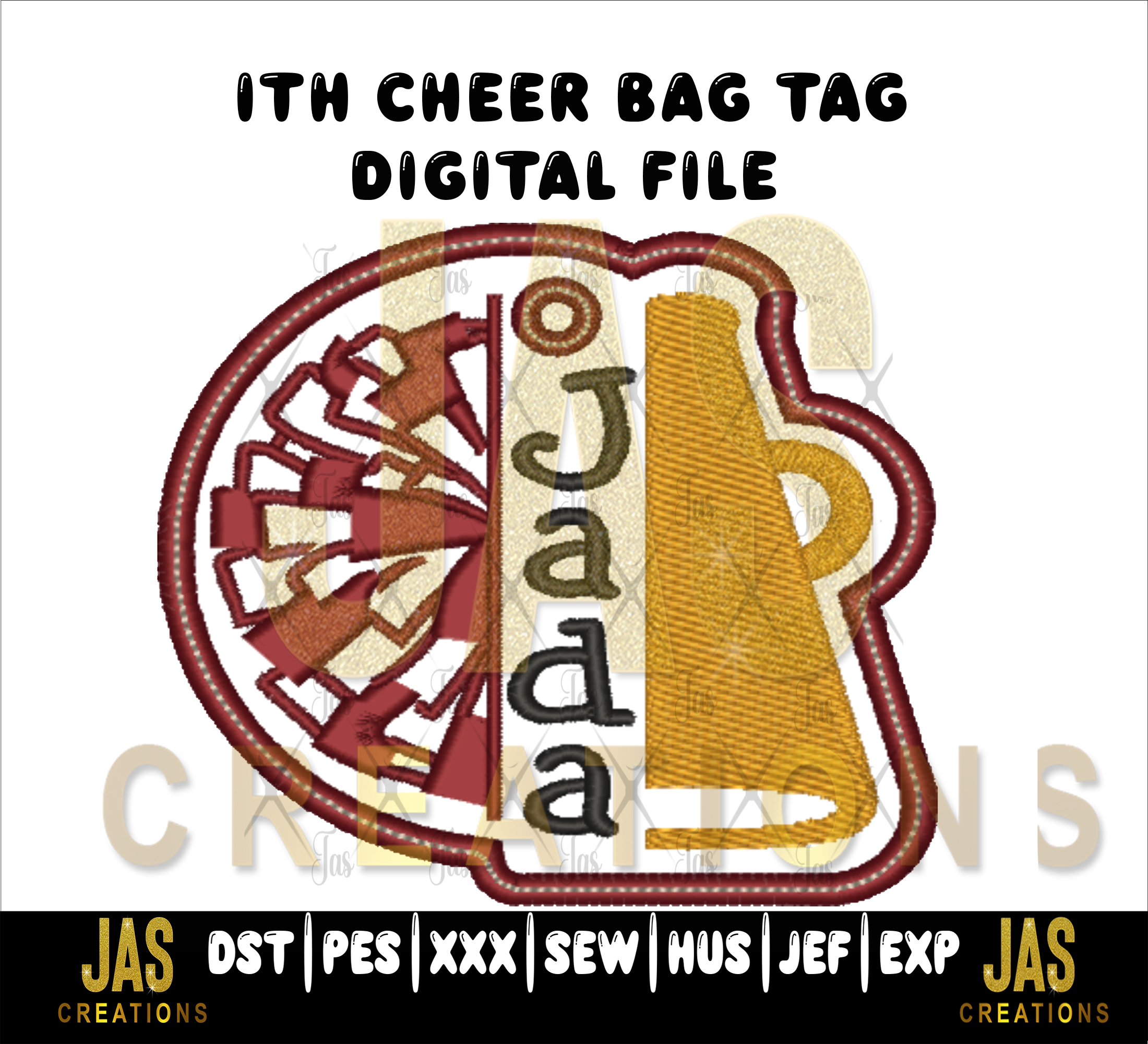 CHEER POM POM MEGAPHONE ITH BAG TAG DIGITAL FILE