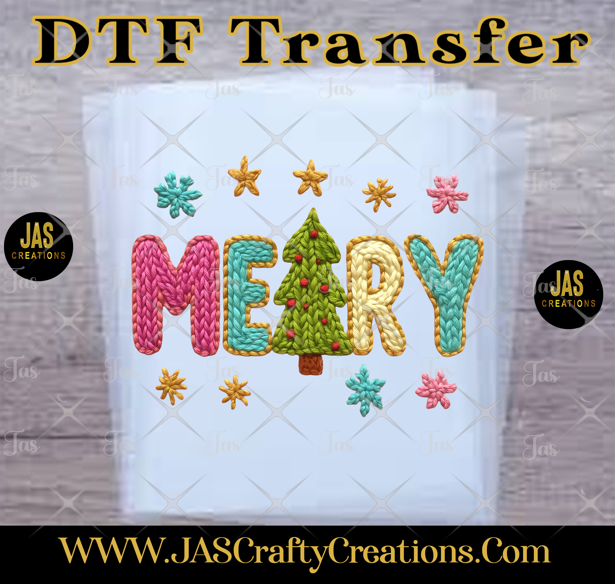 CHRISTMAS FAUX CROCHET  READY TO PRESS TRANSFERS