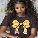 Load image into Gallery viewer, BOW PENCIL YELLOW READY TO PRESS TRANSFER
