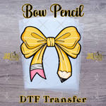 Load image into Gallery viewer, BOW PENCIL YELLOW READY TO PRESS TRANSFER
