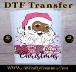 Load image into Gallery viewer, BLACK SANTA PINK MERRY CHRISTMAS READY TO PRESS TRANSFER
