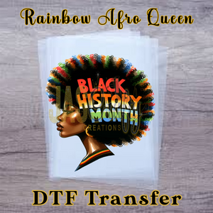 BLACK HISTORY MONTH RAINBOW AFRO QUEEN READY TO PRESS TRANSFER