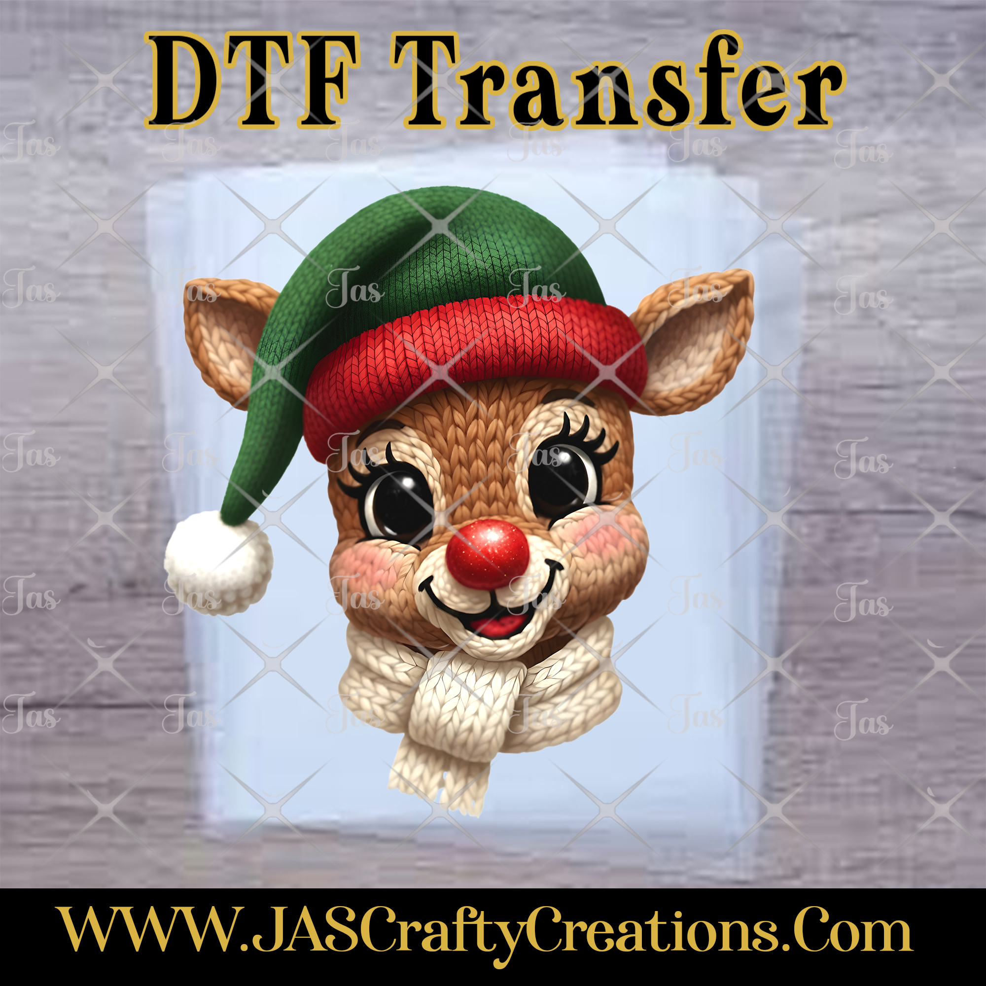 FAUX YARN REINDEER READY TO PRESS TRANSFER