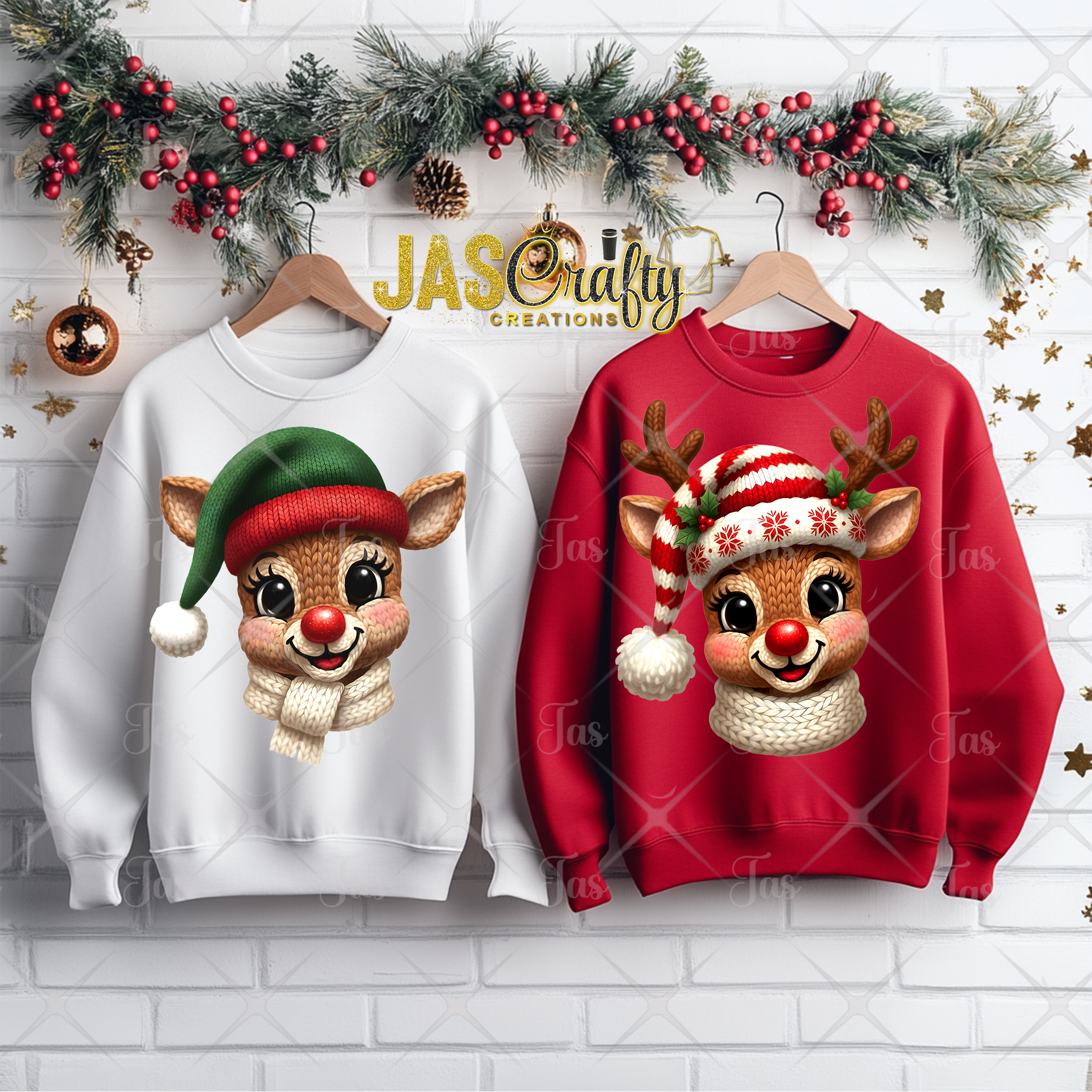 FAUX YARN GIRL REINDEER READY TO PRESS TRANSFER