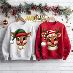 Load image into Gallery viewer, FAUX YARN GIRL REINDEER READY TO PRESS TRANSFER
