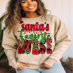 Load image into Gallery viewer, SANTAS FAVORITE NURSE SWEATSHIRT
