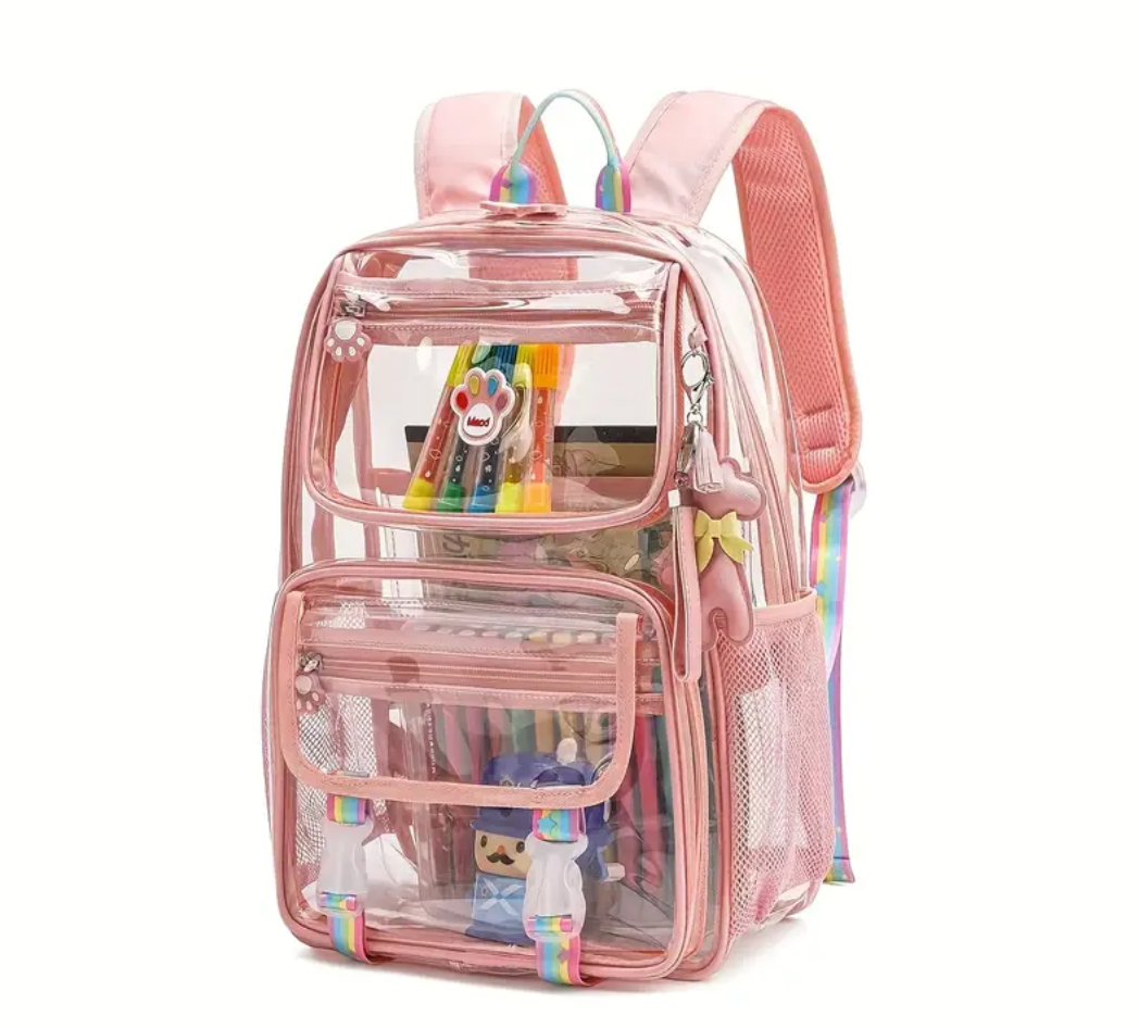 CLEAR EMBROIDERED GIRLS BACKPACK