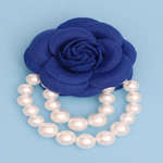 Load image into Gallery viewer, ZPB Sorority Blue Flower Draped Pearls Brooch Pin
