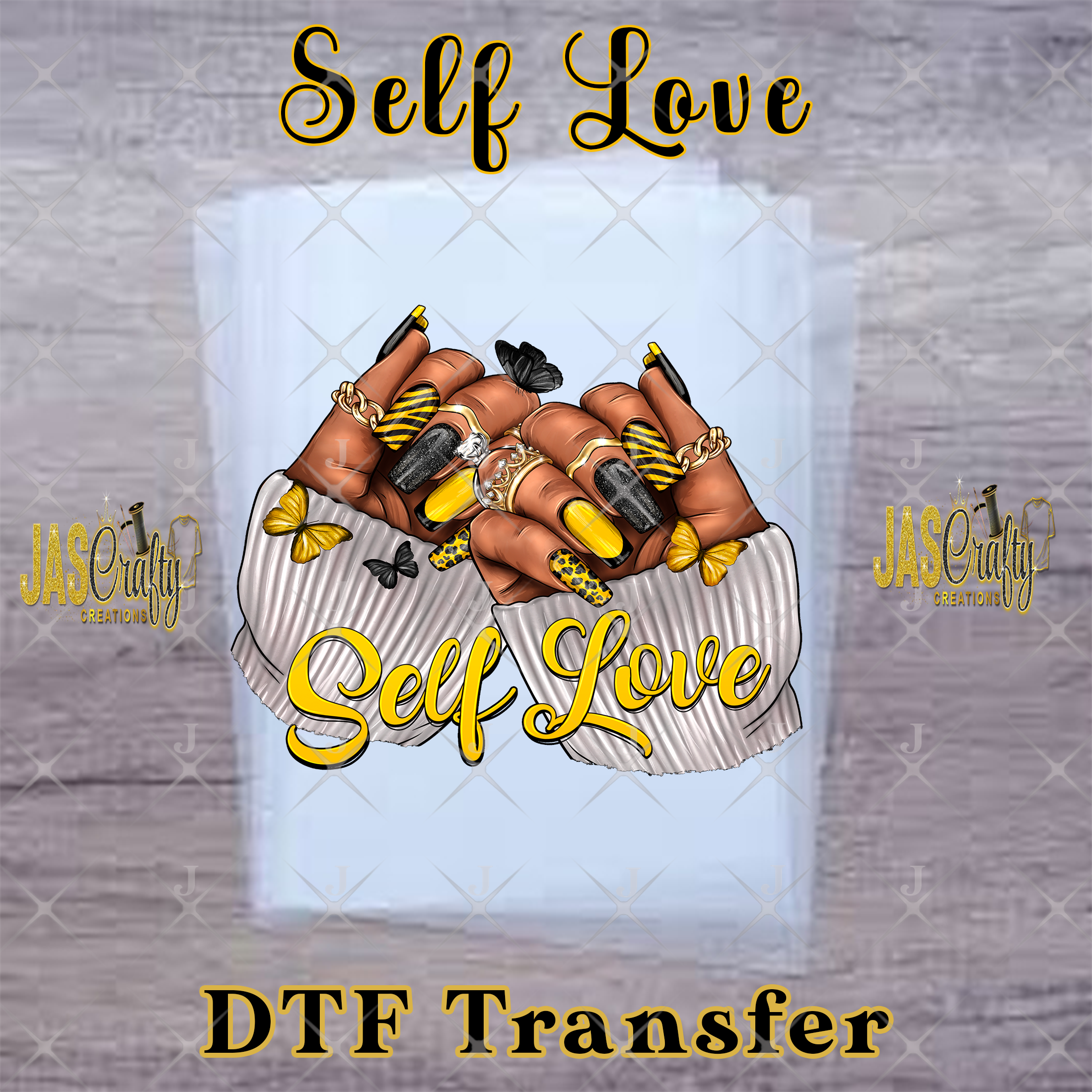SELF LOVE NAILS YELLOW READY TO PRESS TRANSFER