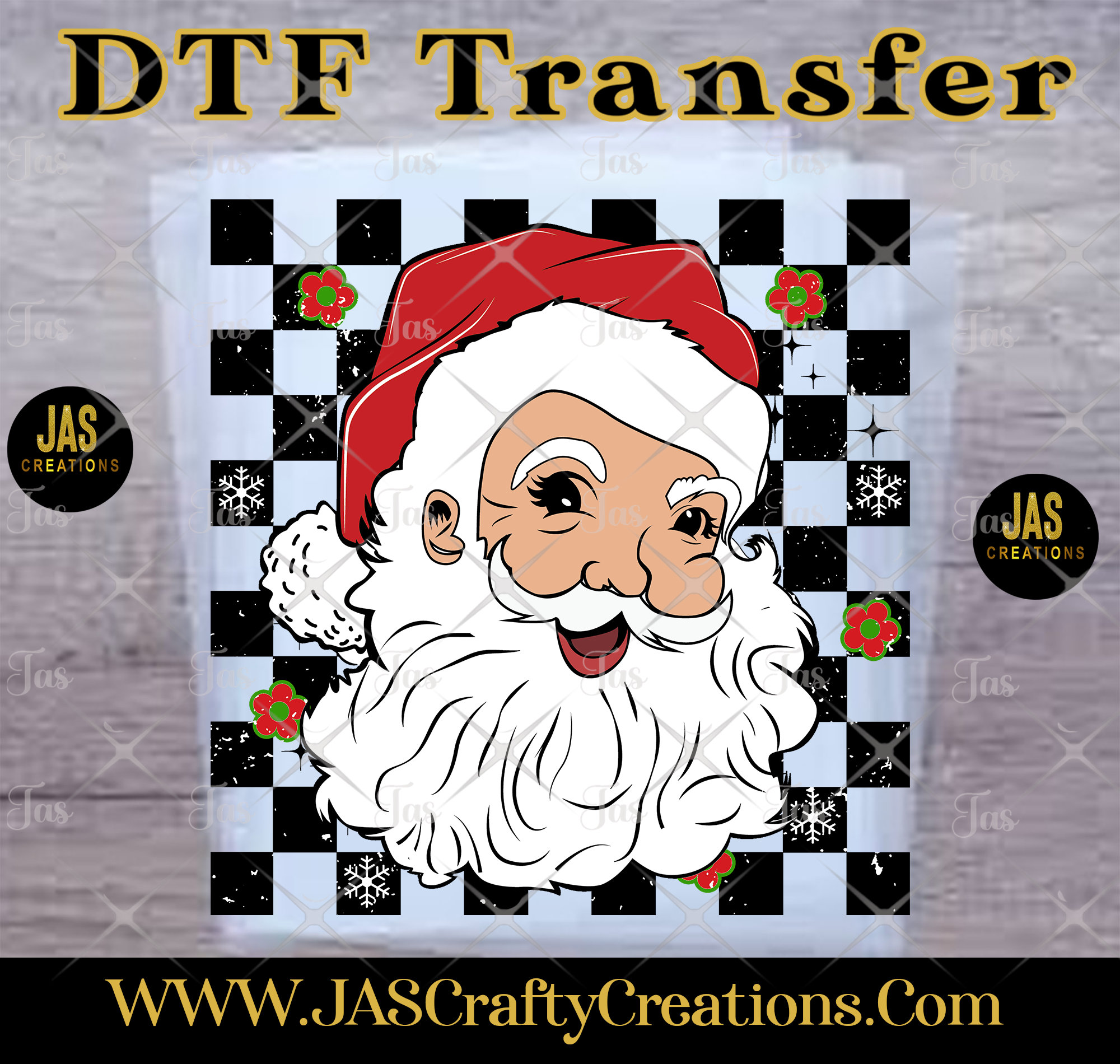 SANTA CHECKERED READY TO PRESS TRANSFER