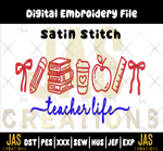 Load image into Gallery viewer, TEACHER LIFE ICONS SATIN EMBROIDERY DESIGN
