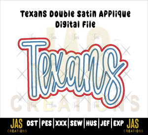 DOUBLE SATIN TEXANS APPLIQUE DIGITAL FILE