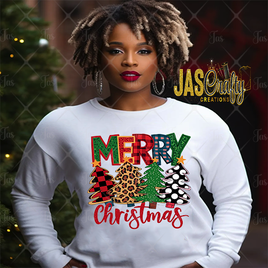 MERRY CHRISTMAS TREES READY TO PRESS TRANSFER