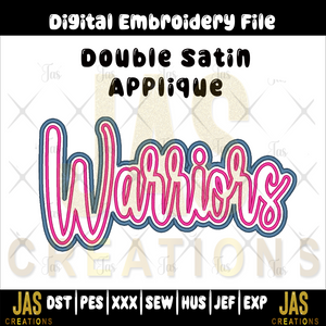 DOUBLE SATIN WARRIORS APPLIQUE DIGITAL FILE