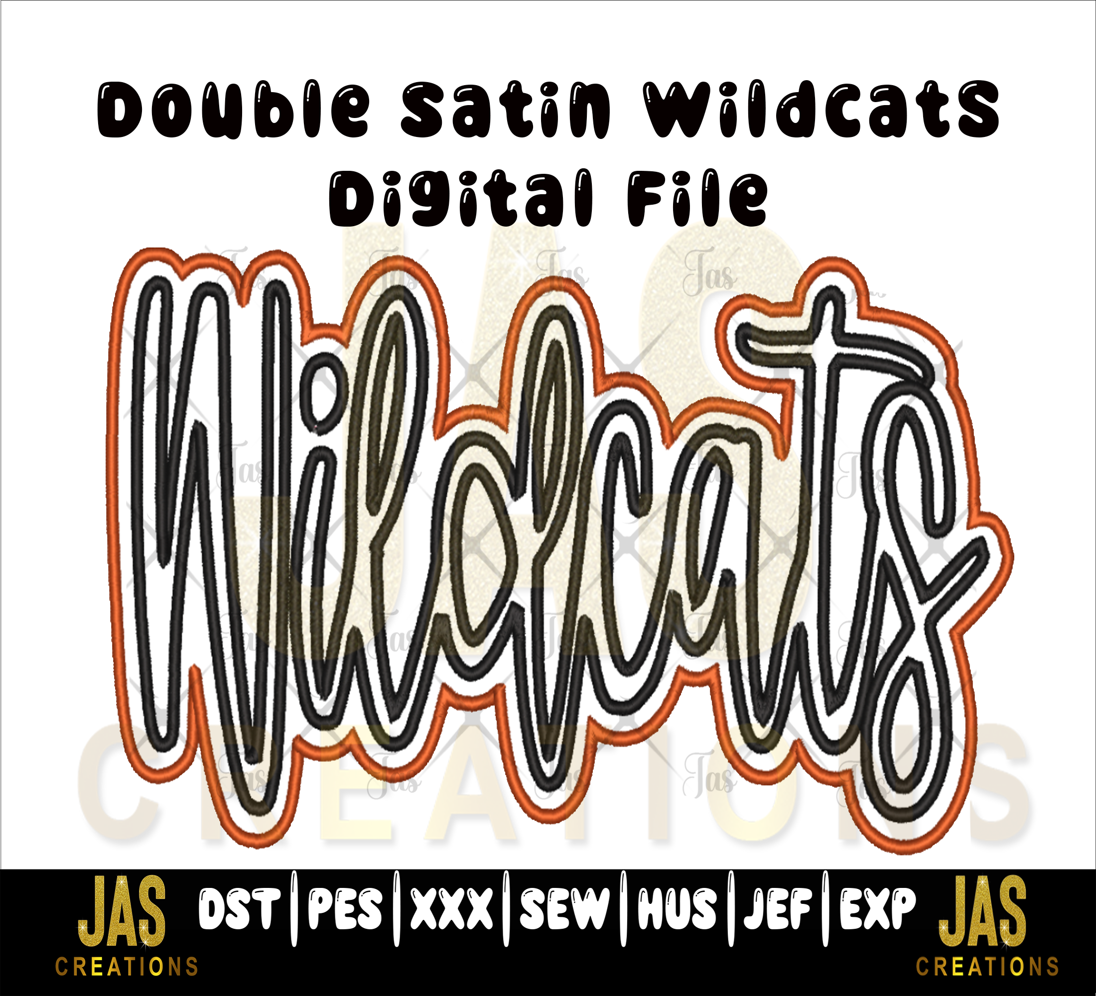 DOUBLE SATIN WILDCATS APPLIQUE DIGITAL FILE