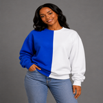 Load image into Gallery viewer, ZETA PHI BETA TWO TONE SWEATSHIRT ROYAL BLUE AND WHITE
