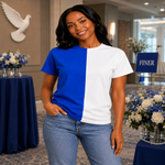 Load image into Gallery viewer, Zeta Phi Beta Inspired Royal Blue &amp; White Two-Tone Shirt Blanks
