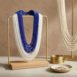 Load image into Gallery viewer, ZPB Colorblock Blue White 100 Strand Bead Necklace

