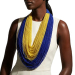 Load image into Gallery viewer, SGRHO Colorblock Blue Yellow 100 Strand Necklace
