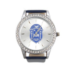 Load image into Gallery viewer, ZPB Blue Leather Silver Sun Cut Dial Watch Women
