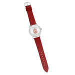 Load image into Gallery viewer, DST Red Leather Silver Sun Cut Dial Watch Women
