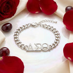 Load image into Gallery viewer, DST Sorority Silver Chain Greek Letter Bracelet
