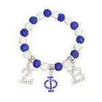 Load image into Gallery viewer, ZPB Sorority Blue White Bling Letter Bracelet
