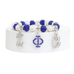 Load image into Gallery viewer, ZPB Sorority Blue White Bling Letter Bracelet
