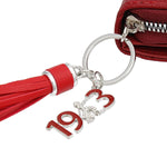 Load image into Gallery viewer, DST Sorority Red Tassel Keychain Zipper Wallet
