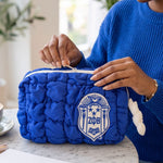 Load image into Gallery viewer, ZPB Royal Blue Crest Mini Quilted Puffy Pouch

