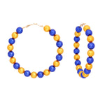 Load image into Gallery viewer, SGRHO Sorority Blue Gold Pearl Hoops for Women
