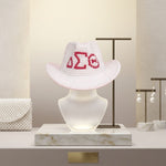 Load image into Gallery viewer, DST Sorority White and Red Pearl Fedora Hat Women

