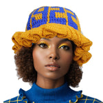 Load image into Gallery viewer, SGRHO Sorority Yellow Crochet Ruffle 1922 Bucket Hat
