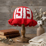 Load image into Gallery viewer, DST Sorority Red Crochet Ruffle 1913 Bucket Hat
