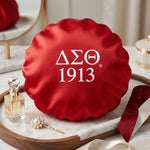 Load image into Gallery viewer, DST Red Silky Satin &amp; Contrast Band Sleep Bonnet

