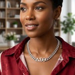 Load image into Gallery viewer, DST Sorority Silver Chain Greek Letter Necklace
