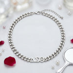 Load image into Gallery viewer, DST Sorority Silver Chain Greek Letter Necklace
