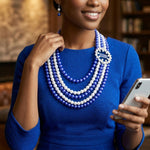Load image into Gallery viewer, Necklace Blue White Pearl ZPB Set for Women

