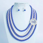 Load image into Gallery viewer, Necklace Blue White Pearl ZPB Set for Women
