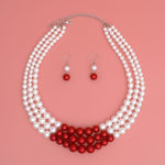 Load image into Gallery viewer, DST Pearl White with Red Center 3 Strand Set

