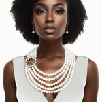 Load image into Gallery viewer, OES Sorority White Pearl Elegant Necklace Women
