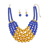 Load image into Gallery viewer, SGRHO Chunky Blue Gold Pearl Bib Necklace Set
